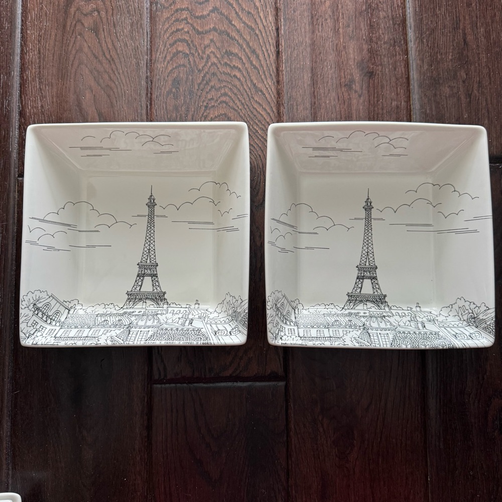 222 Fifth City Scenes - TWO Bowls with Paris Eiffel Tower